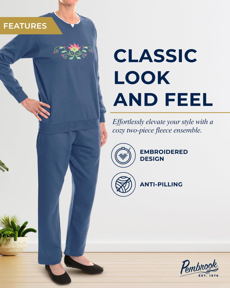 Pembrook Womens Sweat Suits Two-Piece - Ladies Sweatsuits Sets | Embroidered Fleece Sets for Women 2 Piece | Sweat Outfits for Older Women - Image 2